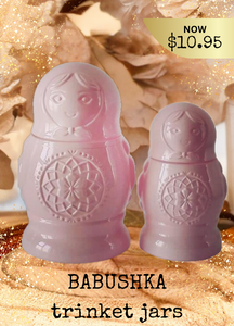 Parent and child Babushka Doll Trinket Jars - Baby Pink